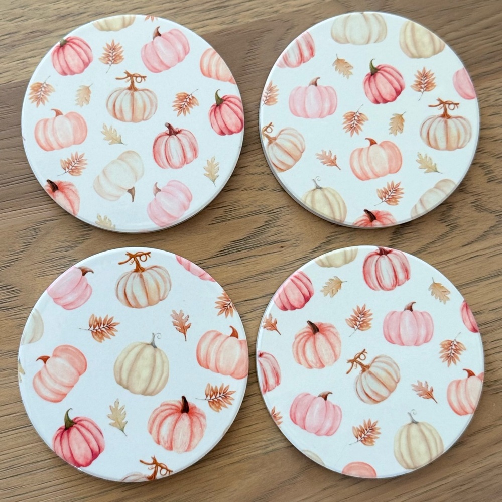 Pumpkin Patterned Coasters Set